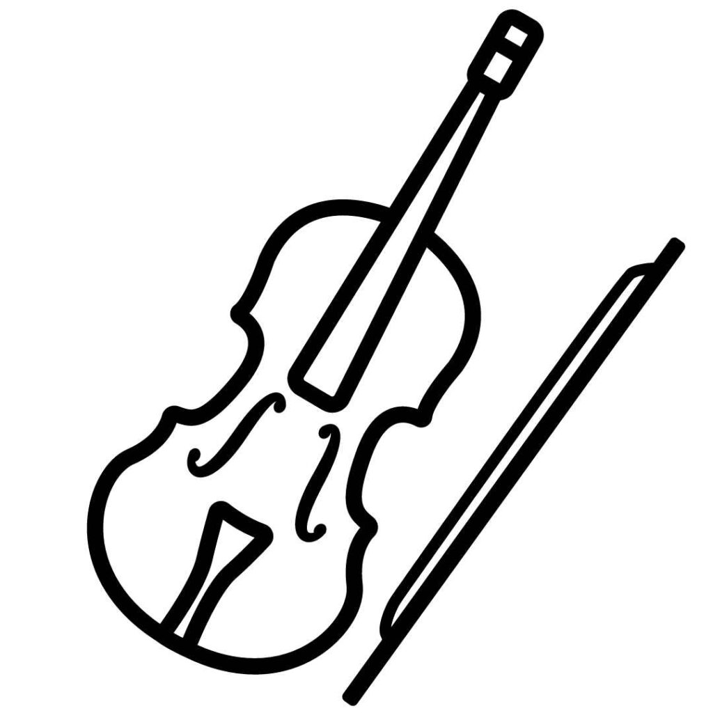 prosty rysunek skrzypiec Zakład Pogrzebowy Czech Mirosław oferuje usługi związane z oprawą muzyczną pogrzebu