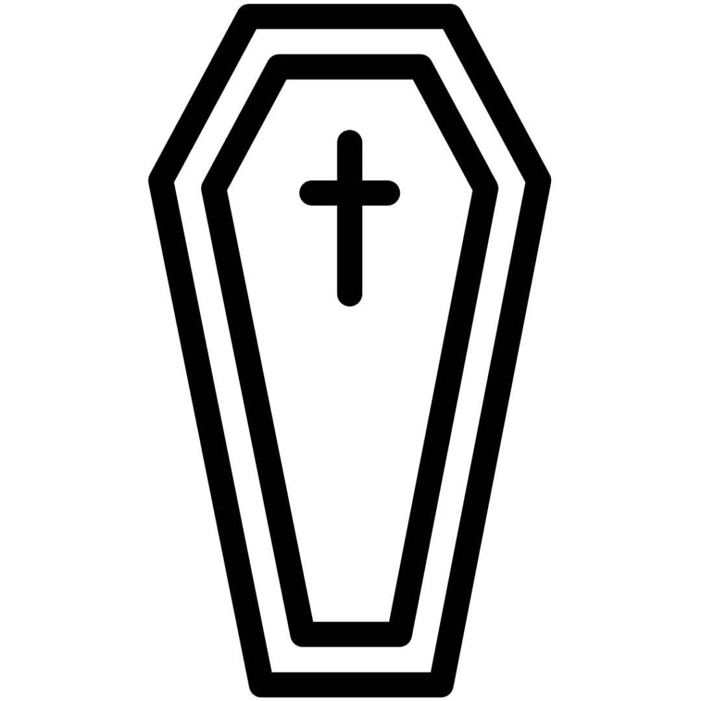 Rysunek trumny z krzyżem - usługi pogrzebowe w Zakładzie Pogrzebowym Czech Mirosław