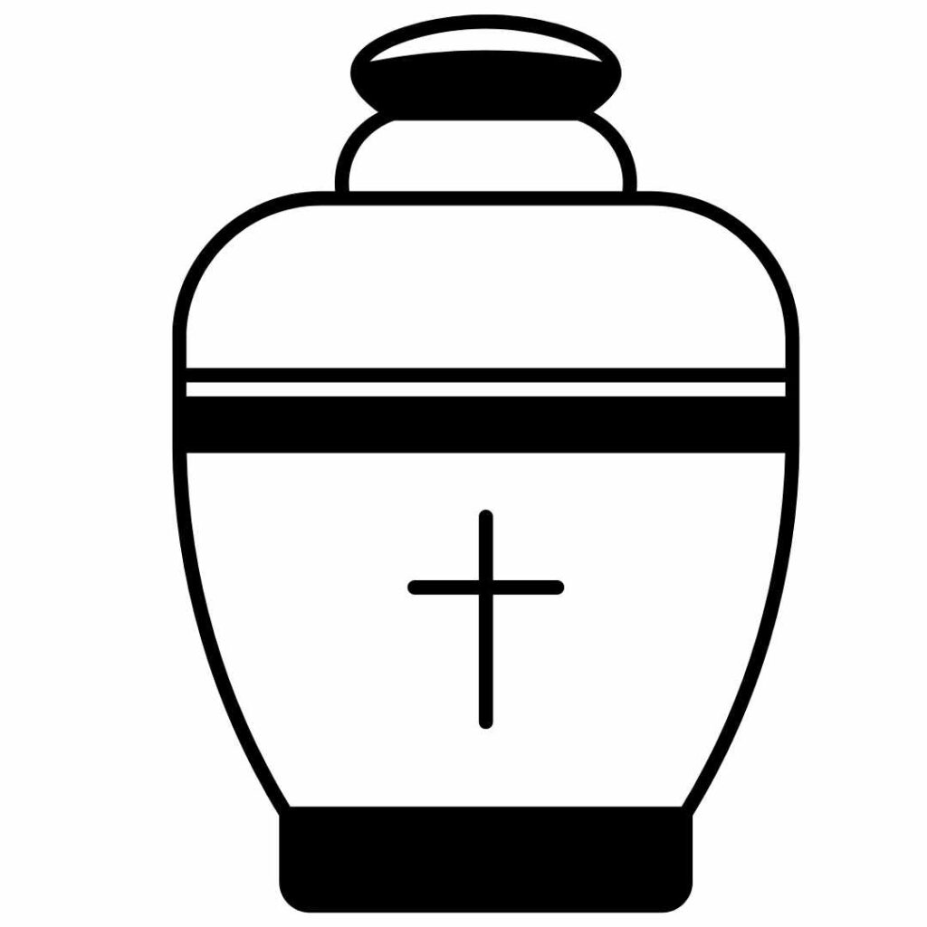 Prosty rysunek urny z krzyżem - Zakład Pogrzebowy Czech Mirosław oferuje usługi kremacyjne