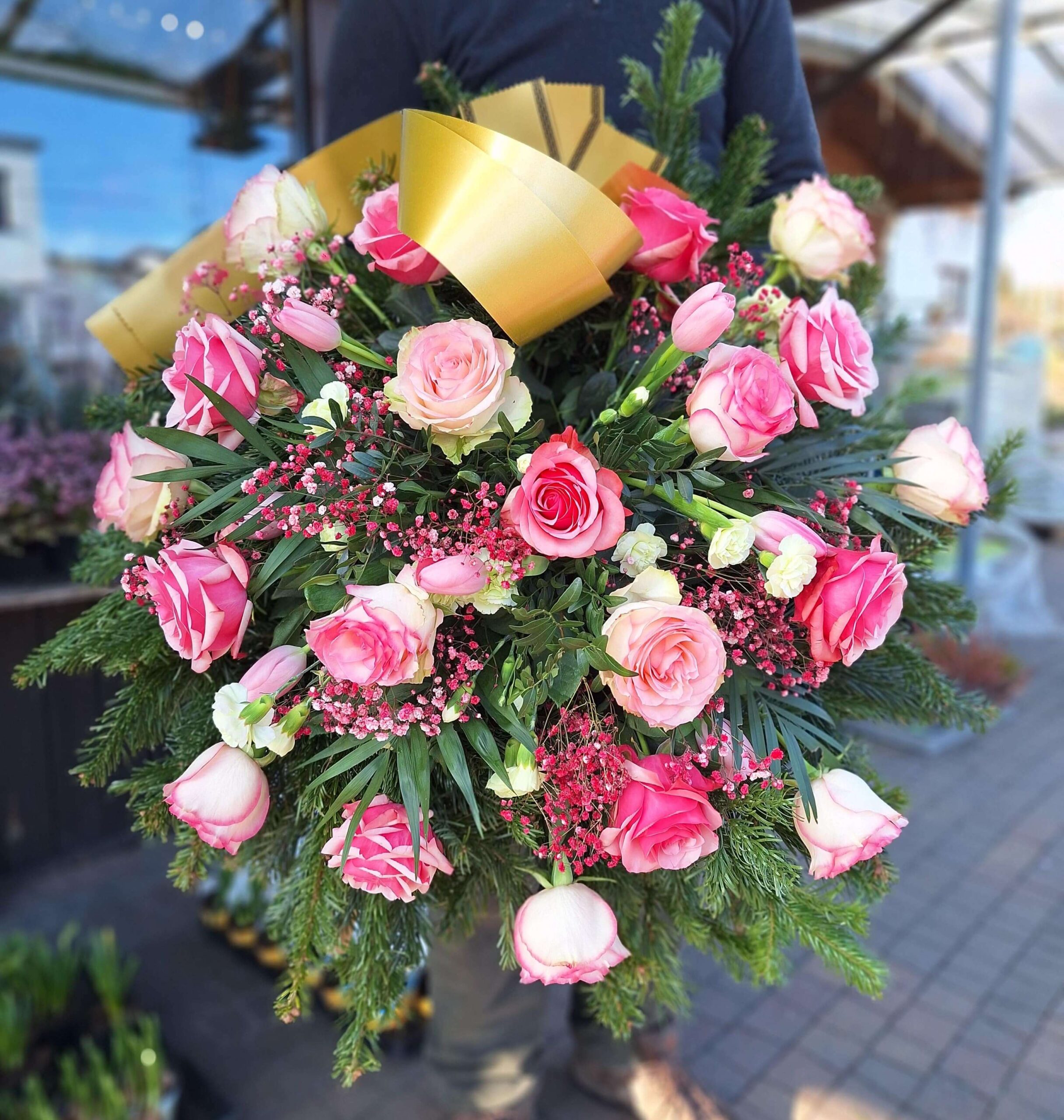 wieniec pogrzebowy pełny różowy