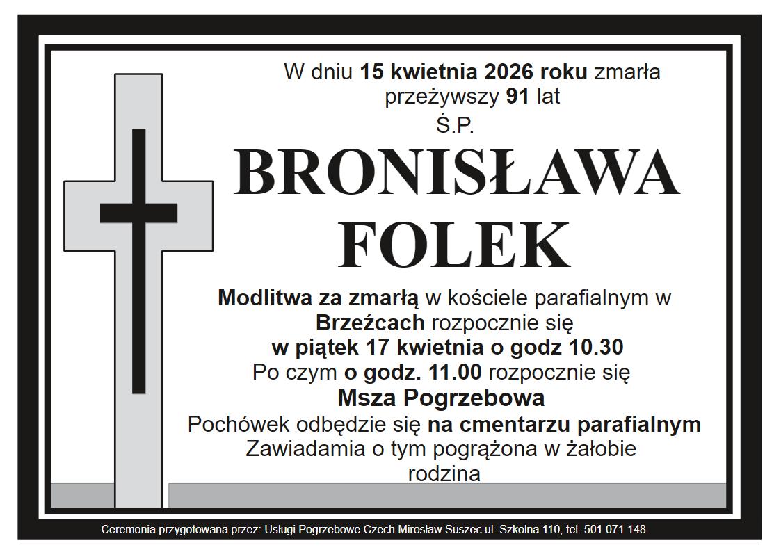 nekrolog brzeźce Bronisłąwa Florek